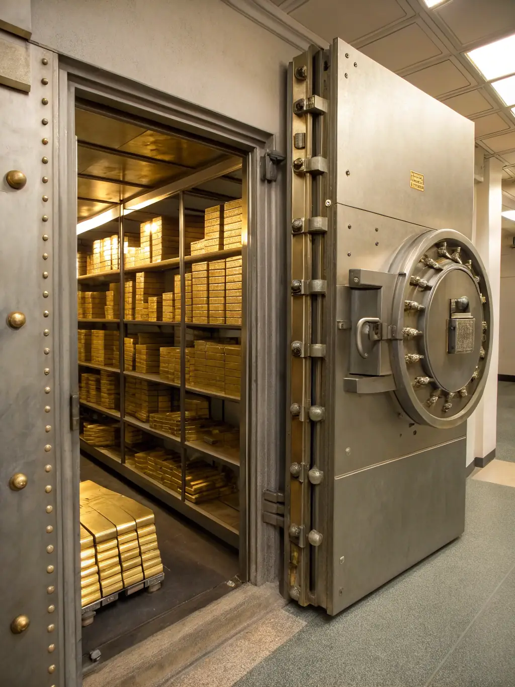 A secure vault with gold bars and Mexican pesos, representing wealth management and financial security.